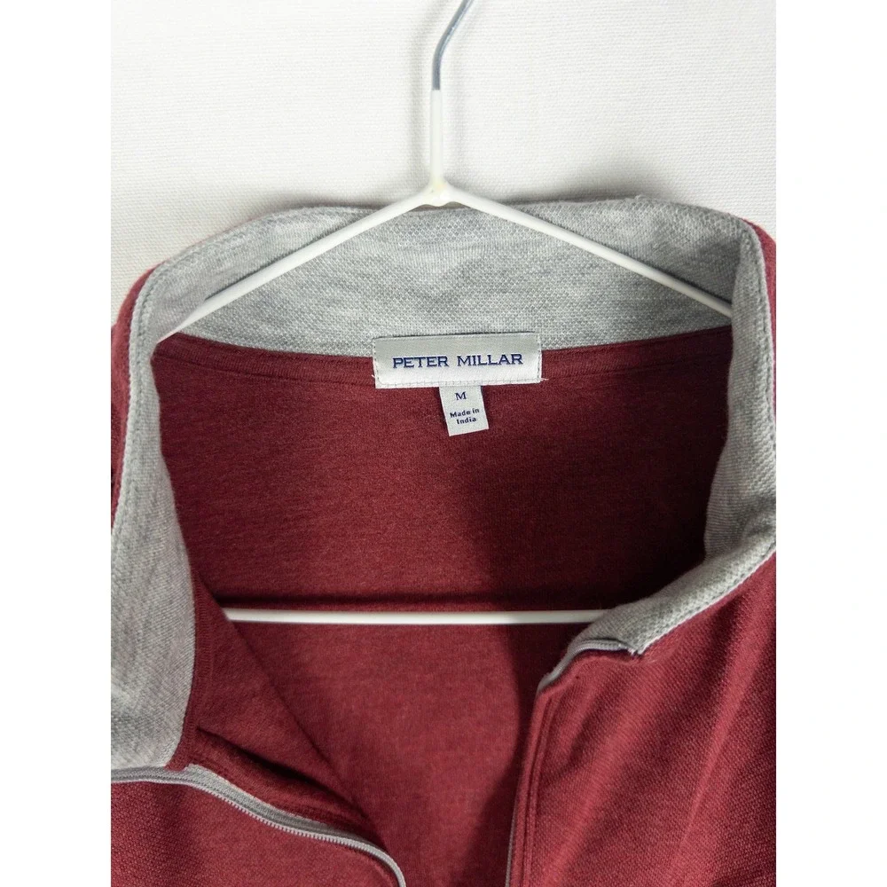 Peter Millar Quarter Zip Pullover Mens M Burgundy Modal Blend Country Club Golf